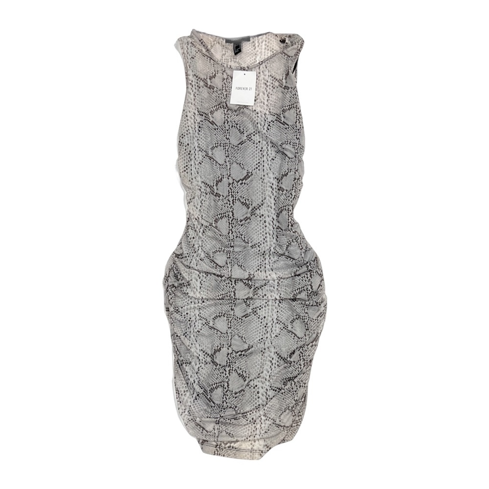 Forever 21 Snake Skin Bodycon Dress Ruched Sides